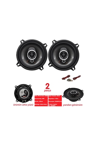 Carub Oto Hoparlör Seti 13cm 5 İnç 300W 3 Yollu Koaksiyel Kapaksız Otomobil Ses Sistemi 2li Takım