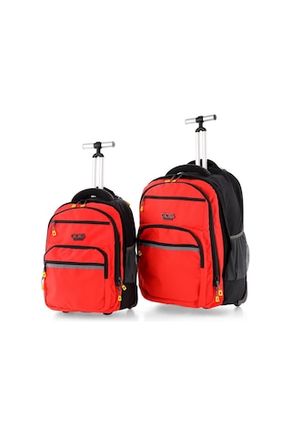 Ççs 51422 Çekçekli Sırt Çantası Siyah-kırmızı Siyah - Kırmızı