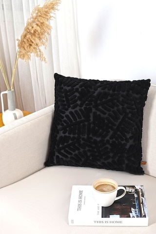 Bohem Özel Tasarım Punch Panç Desen Kare Dekoratif Kırlent Kılıfı 43x43 cm Forest Siyah