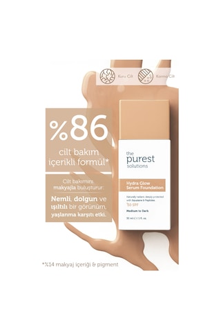 The Purest Solutions Nemlendirici & Canlandırıcı Serum Fondöten SPF 50+, 30 ml – Orta / Koyu Ton