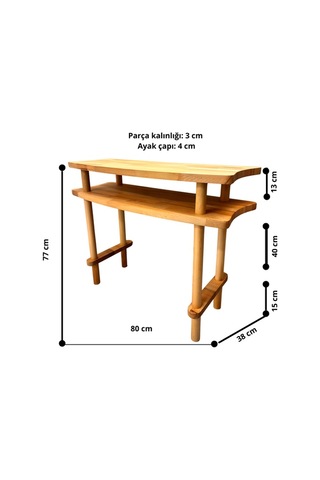 80x38x77 Cm Aynalı Masif Kayın Dresuar Modern İskandinav Antre Konsolu & Makyaj Masası Tik Tik