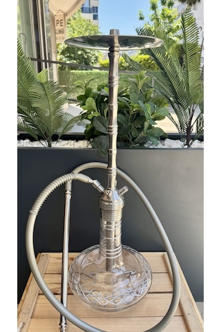 Sigor Çelik Nargile Takımı Çanta Lüle Maşa Dahildir /dip Dekor Silver