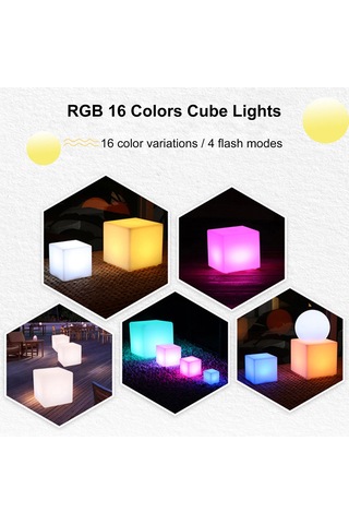Reedark 15cm Led Küp Işık: Usb Şarjlı, Kumandalı Kontrol, Renkli Aydınlatma Dahili Pil Diğer