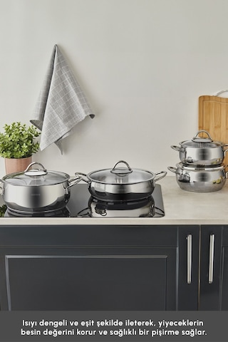 Karaca Urla İndüksiyon Tabanlı 8 Parça Çelik Tencere Seti