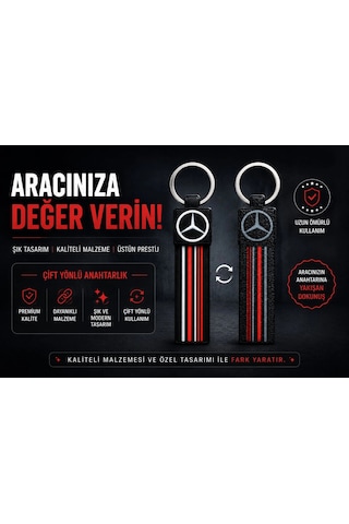 Mercedes Anahtarlık Çizgili , Mercedes Araç Anahtarlık - Mercedes Çift Yönlü Araba Anahtarlığı