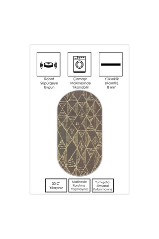 West Home Makinede Yıkanabilir Kaymaz Taban Leke Tutmaz Oval Mutfak Halısı Salon Halısı Ve Yolluk Wh 588 Black Oval