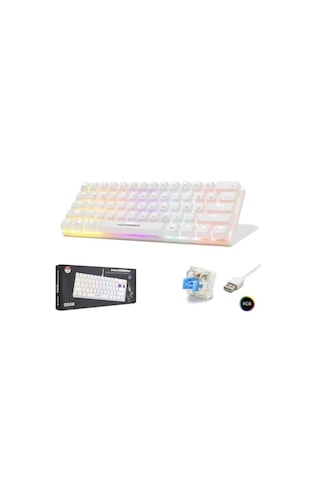 Hadron G508B Mekanik Oyuncu Klavyesi %60 Mini - RGB Blue Switch Q Beyaz