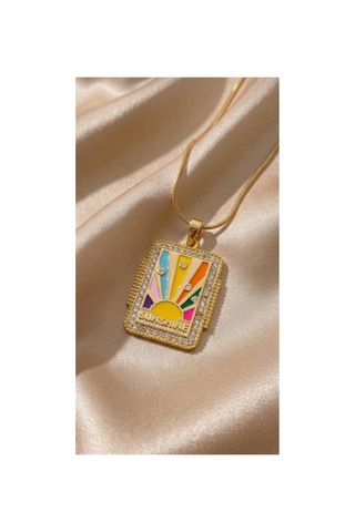 Çelik Tarot Sunshine Plaka Kolye Altın - 903412522 Altın