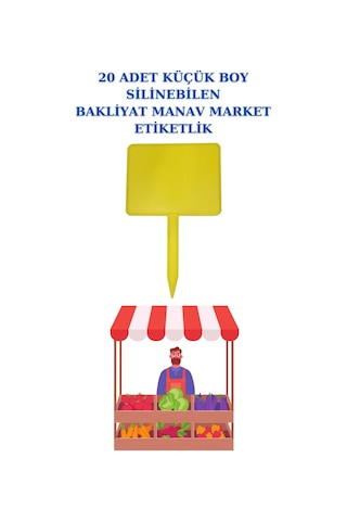 20adet Yaz Sil Sapla Manav Etiketliği Kuruyemiş Pazarcı Etiketi- Sarı
