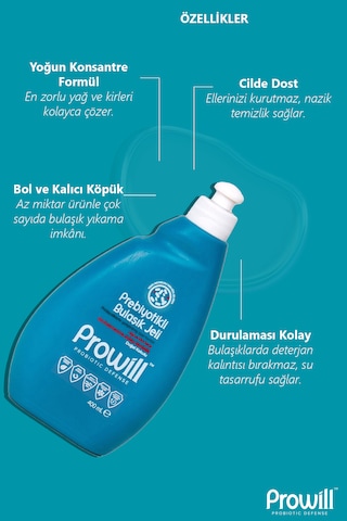 Prebiyotikli Bulaşık Jeli 400 Ml Temiz İçerikli, Çevre Dostu
