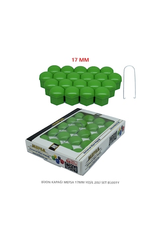 Bijon Kapağı Düz 17 Mm Yeşil 20 Li Set