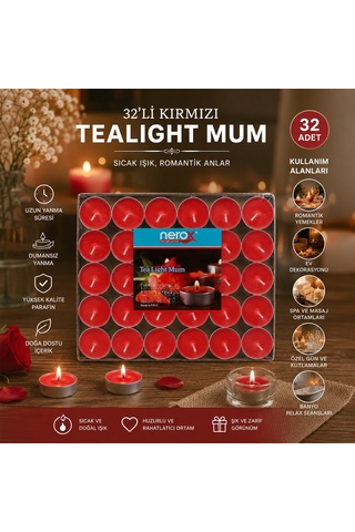 Nerox Nrx-39k Tea Light Yuvarlak Mum Mix 32 Adet Diğer