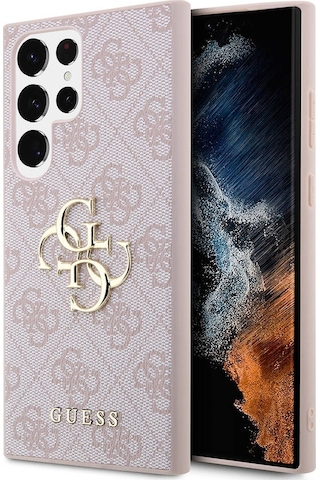 Galaxy Uyumlu S24 Ultra Kılıf Guess Lisanslı Pu Deri Yazı Ve 4g Metal Logolu Desenli Kapak Kahverengi