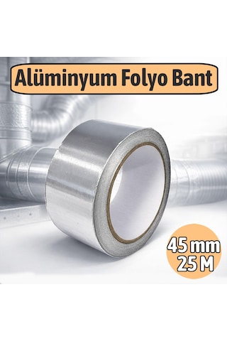 Alüminyum Folyo Bant 45 Mm X 25 Metre Isıya Dayanıklı Havalandırma Klima İzolasyon Tamir Bandı
