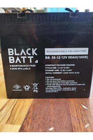 Black Batt 12v 55ah 10hr Bakımsız Kuru Tip Ups Akü 2023 Tarihli