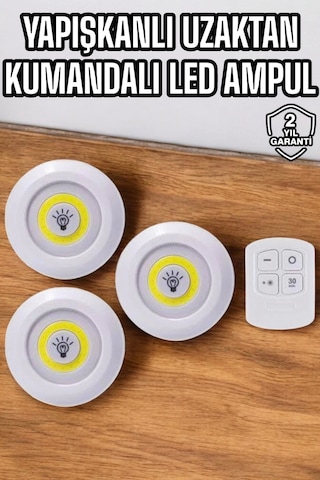 Mutfak Dolap Altı Işığı Uzaktan Kumandalı Yapışkanlı Kablosuz Pilli Çok Renkli