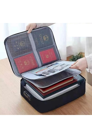 Lıtebag Şifreli Kilitli A4 Belgeler İçin Seyahat Düzenleyici 204888008 Siyah