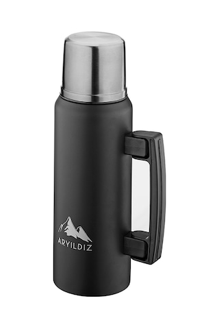 Aryıldız Nature Camp Siyah Taşınabilir Termos 1 Litre Siyah