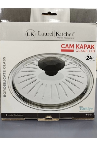 Borcam Kapak Isıya Dayanıklı Tava Tencere Ve Sahan Uyumlu Tepelikli Şık Desenli 24 Cm Kapak Beyaz