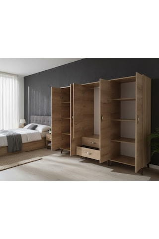 Zerkaconcept Odin 6 Kapaklı Dolap Gardırop Çam - M1 Çam