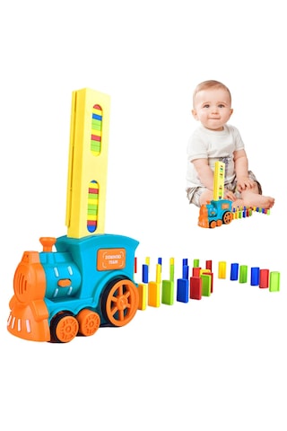 Domino Taşı Dizen Tren Pilli Sesli Işıklı Hareketli 60 Parça Eğitici Tren Oyunu