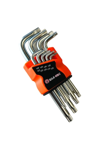 9 Parça Yıldız Alyan Anahtar Seti Parlak Nikel Kaplama, Profesyonel Torx Anahtarlar, Alyan Set