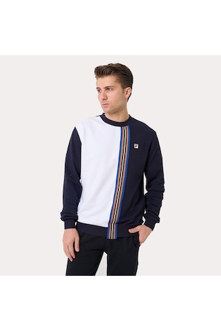 Lacivert Fila Erkek Bisiklet Yaka Sweatshirt Asymmetrical Tm411155 Lacivert