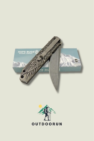 Metal Eskitme Alevli Anka Kamp Çakı - 21 Cm siyah