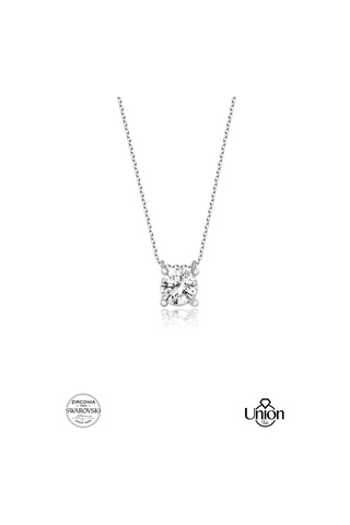 Union Swarovski Zirconia Kadın Pırlanta Montür Gümüş Kolye (550095343)