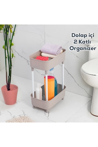 Porsima 1130 İki Katlı Çok Amaçlı Düzenleyici Raf Cappuccino