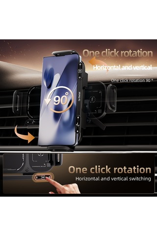 Geeroyoo Manyetik Kablosuz Araç Şarj Desteği, Otomatik Sıkma, Çift Bobinli Siyah