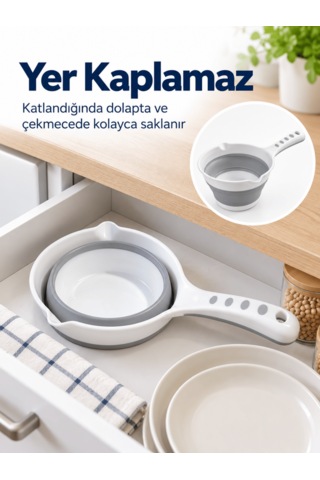 Beylini Beylini Katlanabilir Akordeon Koçero Çamaşır Sebze Bebek Yıkama Kamp Katlanır Maşraba Beyaz