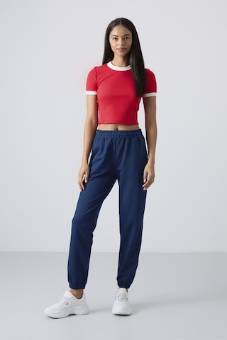 Tommy Life İndigo Cepli Yüksek Bel Rahat Form Lastik Paça Kadın Eşofman Alt - 94583 İndigo