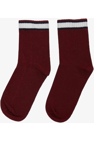 Artı Breeze Kız Çocuk Soket Çorap Çizgili 1-14 Yaş, Bordo-bordo Bordo