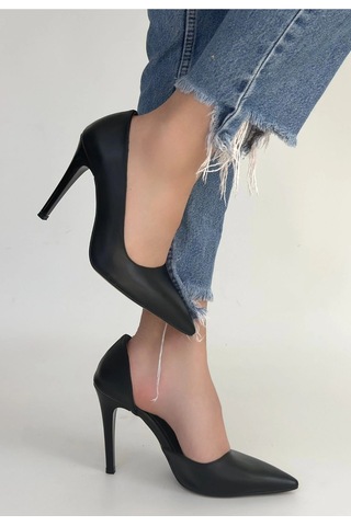 Hrşytrend Herşeytrend Pley Siyah Cilt Stiletto Ayakkabı Siyah