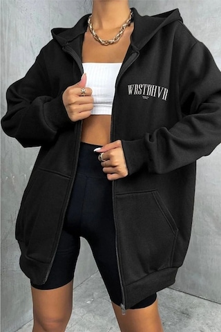 Altamira Unisex Gri Wrst Sırt Baskılı Ince Mevsimlik Kapşonlu Oversize Hırka 001