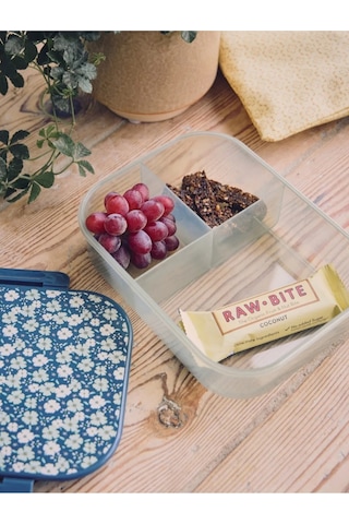Sostrene Grene Çiçekli Lunch Box Bölmeli Saklama Kutusu 21 X16 Cm Mavi