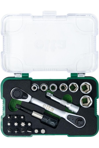Elta 14000005079 1/4'' Altıköşe Cırcırlı Lokma Anahtar Ve Bits Uç Seti 23 Parç