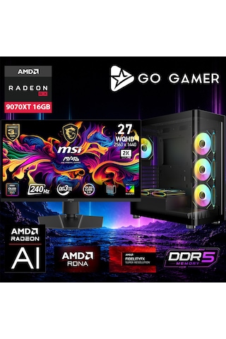 Go Gamer AE968DP R9-9950X3D2 32 GB 1 TB SSD RX9070XT 16 GB 27" Free Dos Oem Paket Masaüstü Oyuncu Bilgisayarı