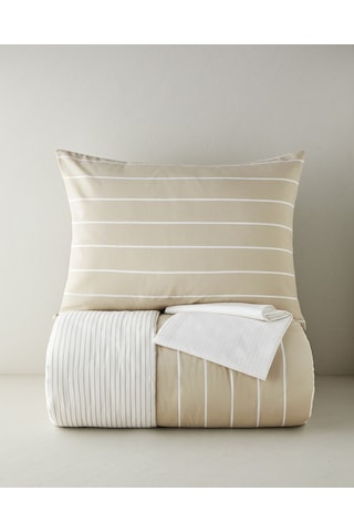English Home Timeless Line Kolay Ütülenir Çarşaflı Tek Kişilik Nevresim Takımı 160x220 Cm Bej Bej