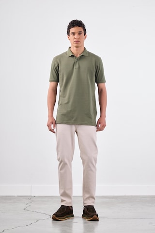 Dufy Haki Polo Yaka Pamuklu Düz Renk Slim Fit Erkek T-shirt Haki
