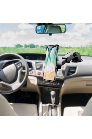 Buffer 360 Derece Dönen Torpido Üstü Uzunluk Ayarlamalı Vantuzlu Teleskopik Araç Telefon Tutucu Çok Renkli