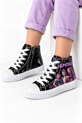 Nese Shoes Hunterix & Huntrx Temalı Kız Çocuk Spor Ayakkabı, Sneaker, Fermuarlı Ve Bağcıklı Siyah