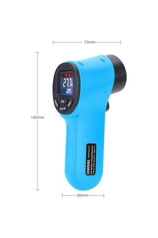 Hw550 Dijital Lcd Kızılötesi Termometre Temassız Lazer Endüstriyel Pirometre Sıcaklık Tabancası - Mavi