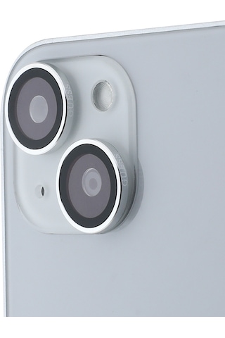 Apple Uyumlu iPhone 15 Plus Guess Lisanslı Metal Kamera Lens Koruyucu Gümüş