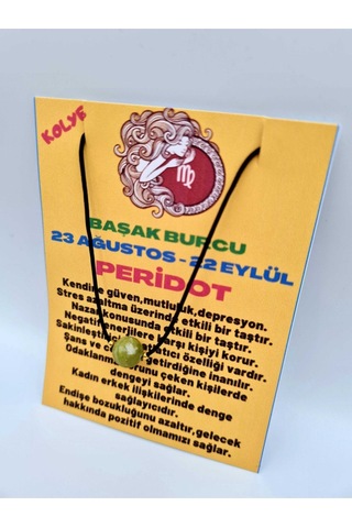 Sertifikalı Başak Burcu Peridot Taşı Doğal Taş Kolye Çok REnkli