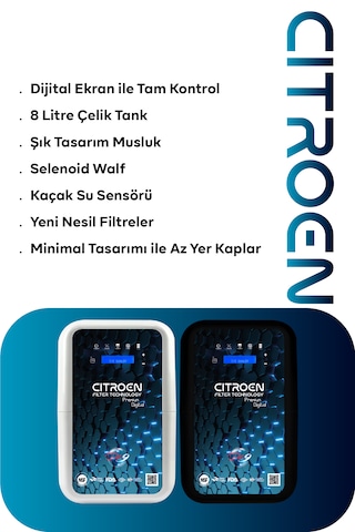 Dijital Pompalı 6 Filtreli Alkali Ph 9 Su Arıtma Cihazı Siyah