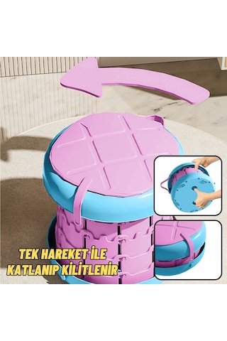 Tuvalet Eğitici Katlanabilir Taşınabilir Çocuk Lazımlık Portatif Seyahat Bebek Tuvaleti Pembe