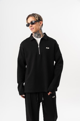 Respire Erkek Yarım Fermuarlı Modal Sweatshirt Siyah