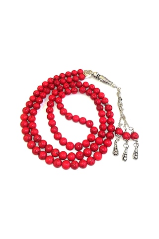 99Lu Namaz Tesbihi - Mercan Doğaltaş Tesbih - 8 MM Küre Kesim